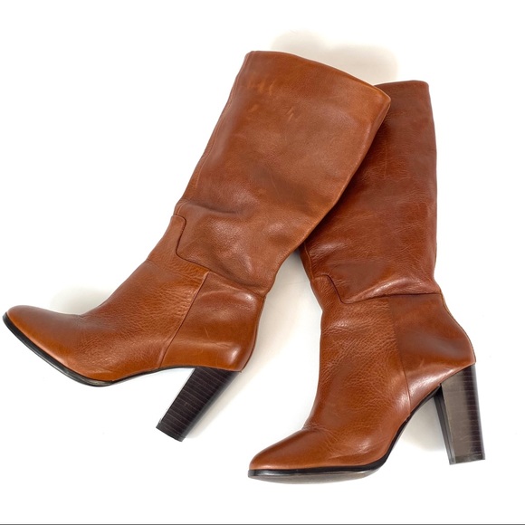 Lord & Taylor Shoes - Lord & Taylor cognac tall heeled leather boots 7.5